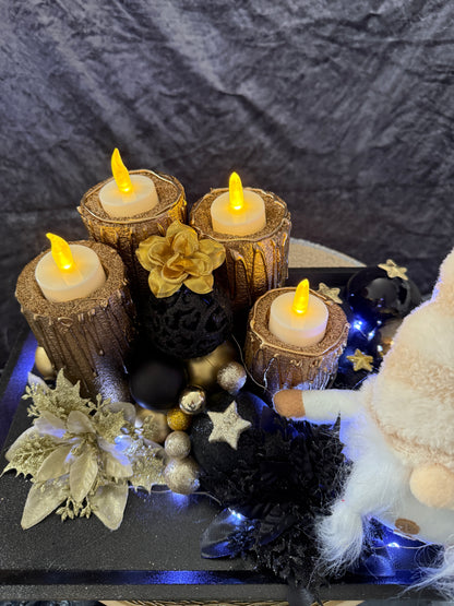 Adventskranz schwarz gold