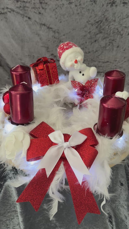 Adventskranz Federkranz rot weiß