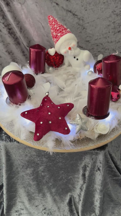 Adventskranz Federkranz rot weiß