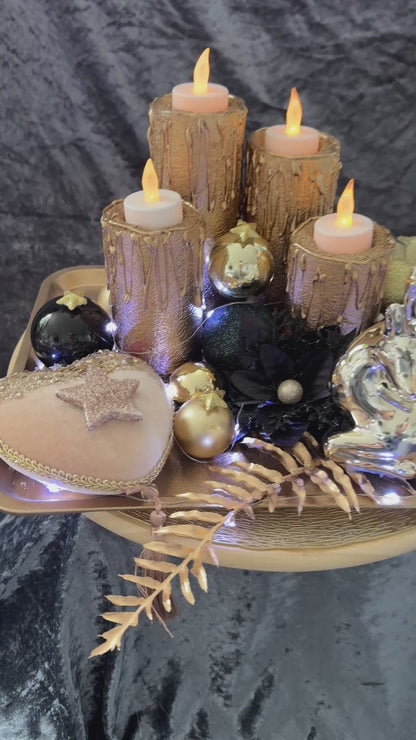 Adventskranz schwarz gold