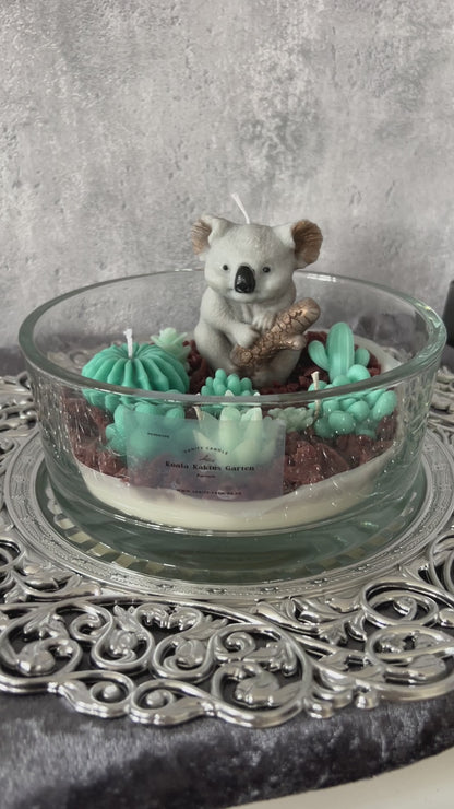 Große Glasschalen Kerze Kaktus Koala Garden