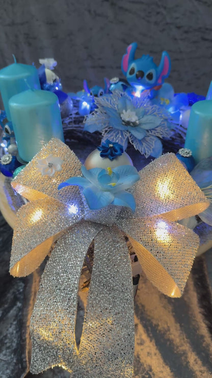 Adventskranz Holzkranz blau silber