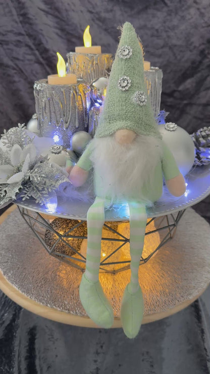 Adventskranz silber weiß grün